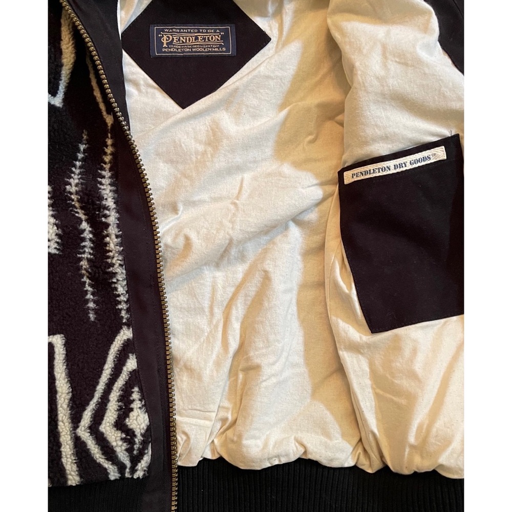 Pendleton Womens Black Ivory Harding Bomber Style Berber Fleece Jacket Brand New - Picture 4 of 5